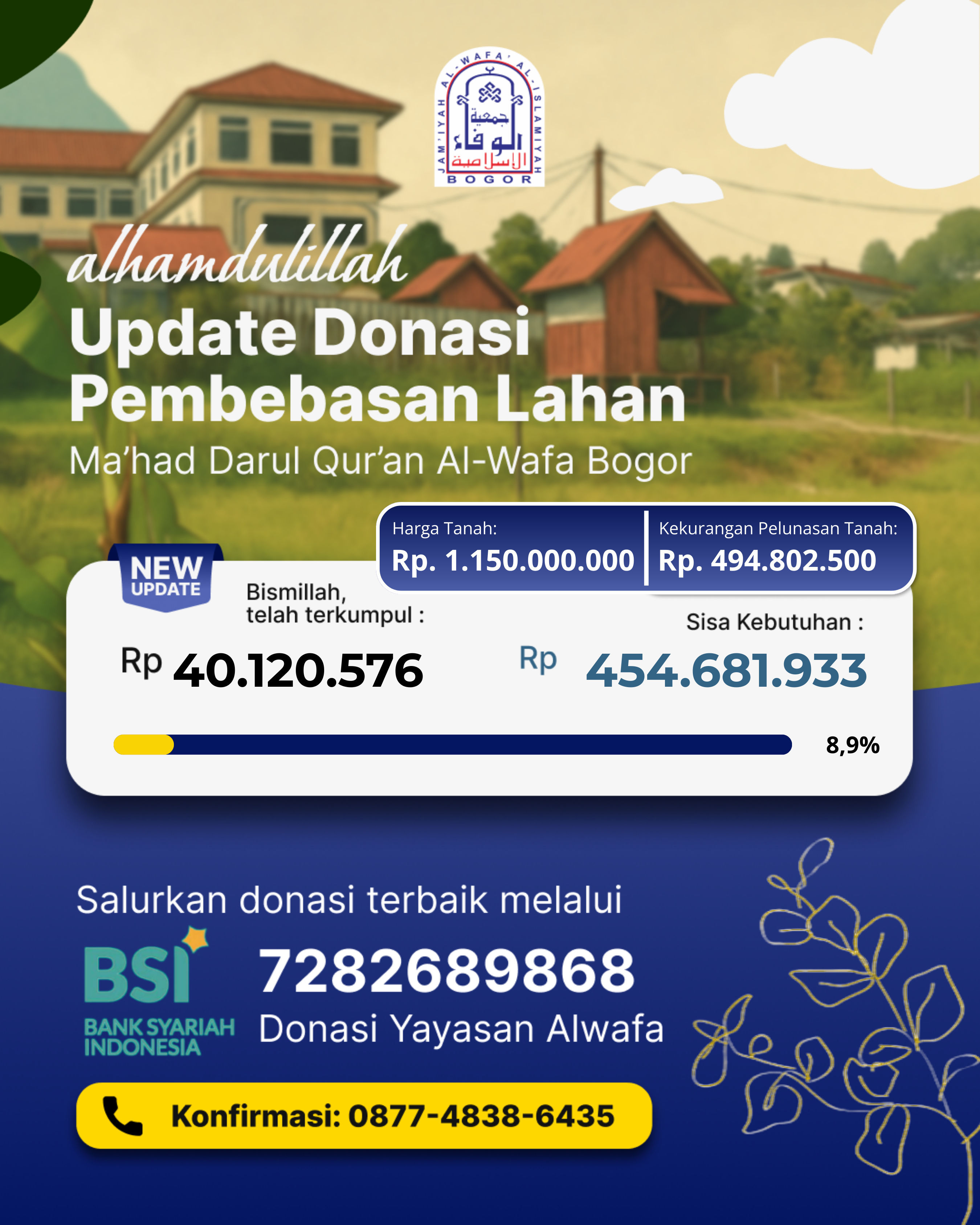 DONASI PEMBEBASAN LAHAN MA'HAD DARUL QUR'AN AL-WAFA BOGOR